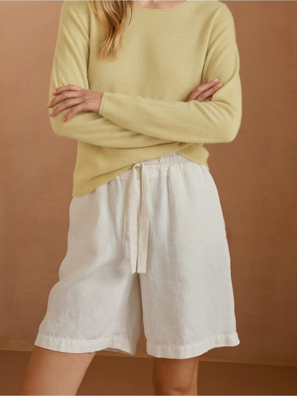 Poetry Tie Waist Heavy Linen Shorts